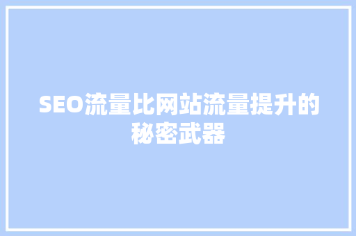 SEO流量比网站流量提升的秘密武器