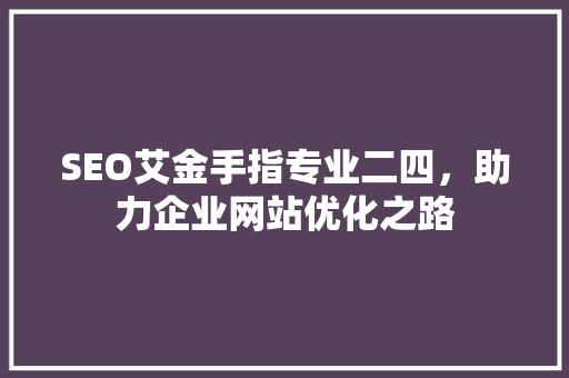 SEO艾金手指专业二四，助力企业网站优化之路
