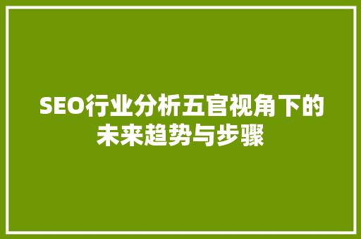 SEO行业分析五官视角下的未来趋势与步骤
