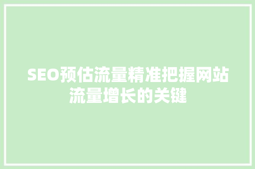 SEO预估流量精准把握网站流量增长的关键