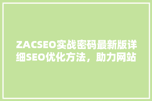 ZACSEO实战密码最新版详细SEO优化方法，助力网站腾飞