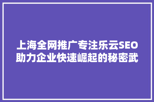上海全网推广专注乐云SEO助力企业快速崛起的秘密武器
