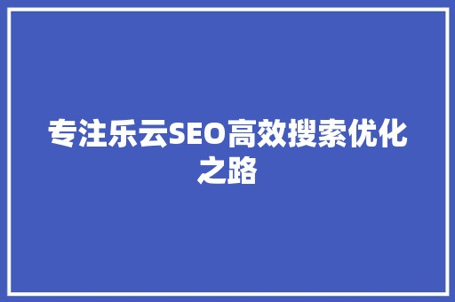 专注乐云SEO高效搜索优化之路