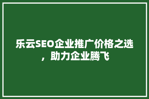 乐云SEO企业推广价格之选，助力企业腾飞  第1张