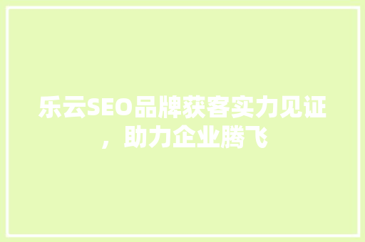 乐云SEO品牌获客实力见证，助力企业腾飞