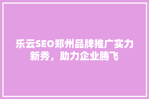 乐云SEO郑州品牌推广实力新秀，助力企业腾飞