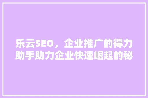 乐云SEO，企业推广的得力助手助力企业快速崛起的秘密武器