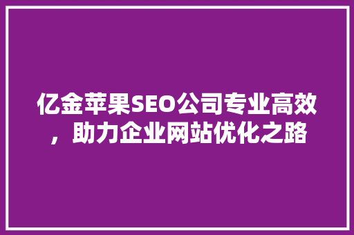 亿金苹果SEO公司专业高效，助力企业网站优化之路