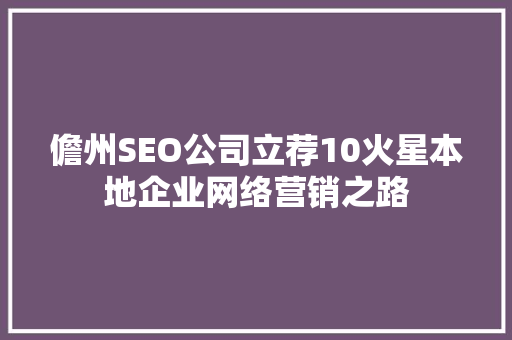 儋州SEO公司立荐10火星本地企业网络营销之路