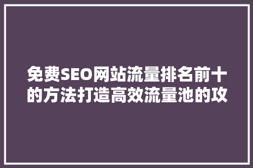免费SEO网站流量排名前十的方法打造高效流量池的攻略