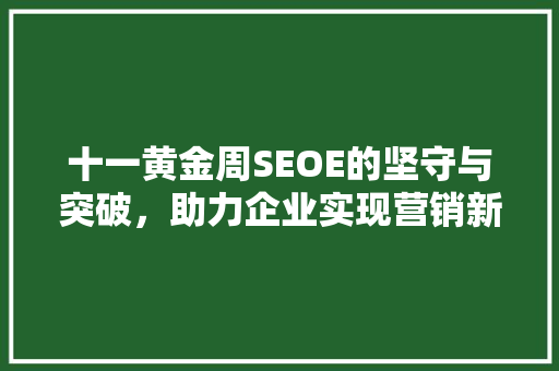 十一黄金周SEOE的坚守与突破，助力企业实现营销新高度  第1张