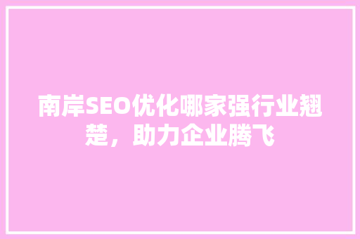 南岸SEO优化哪家强行业翘楚，助力企业腾飞