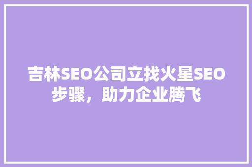 吉林SEO公司立找火星SEO步骤，助力企业腾飞