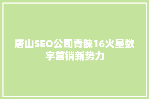 唐山SEO公司青睐16火星数字营销新势力