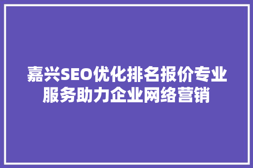 嘉兴SEO优化排名报价专业服务助力企业网络营销  第1张