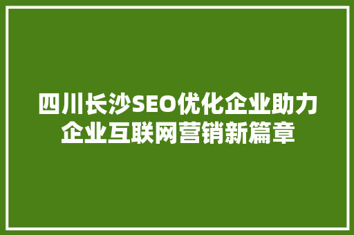 四川长沙SEO优化企业助力企业互联网营销新篇章