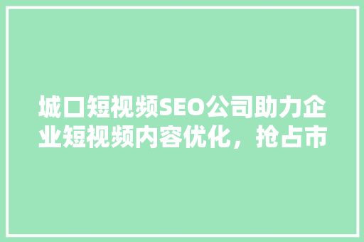 城口短视频SEO公司助力企业短视频内容优化，抢占市场先机  第1张