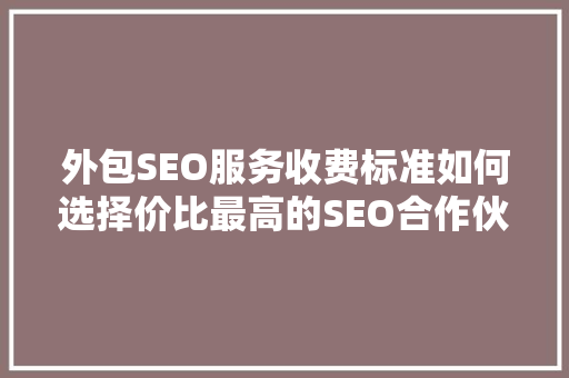 外包SEO服务收费标准如何选择价比最高的SEO合作伙伴  第1张