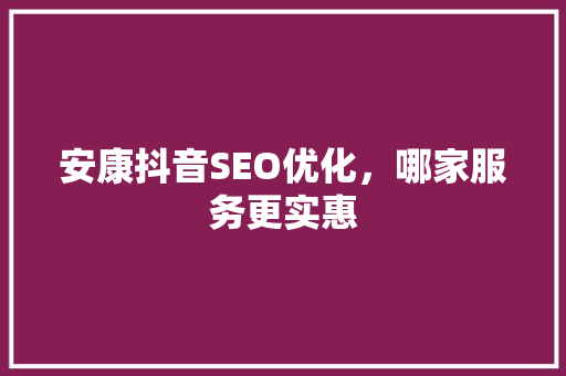 安康抖音SEO优化，哪家服务更实惠