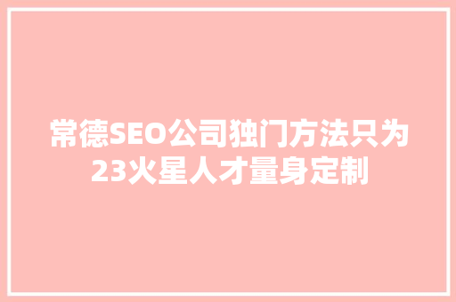 常德SEO公司独门方法只为23火星人才量身定制  第1张