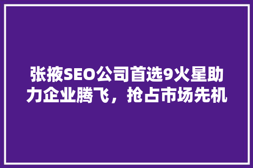 张掖SEO公司首选9火星助力企业腾飞，抢占市场先机
