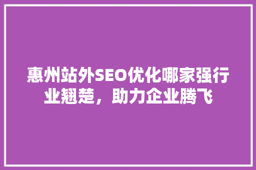 惠州站外SEO优化哪家强行业翘楚，助力企业腾飞