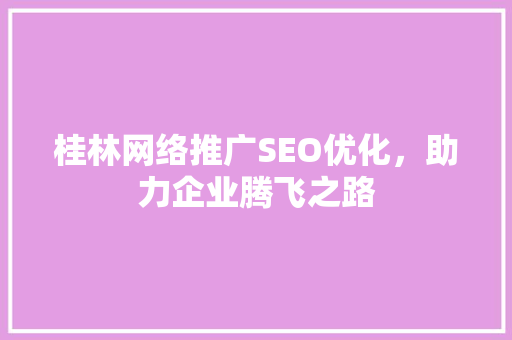 桂林网络推广SEO优化，助力企业腾飞之路