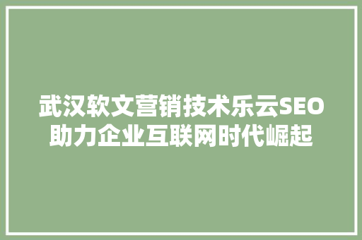 武汉软文营销技术乐云SEO助力企业互联网时代崛起