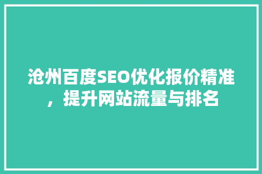 沧州百度SEO优化报价精准，提升网站流量与排名