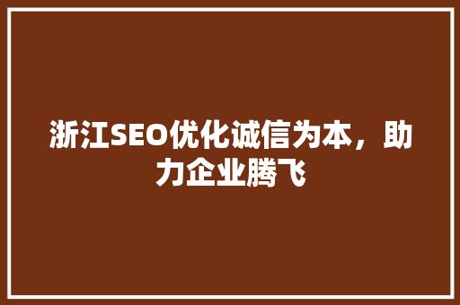 浙江SEO优化诚信为本，助力企业腾飞