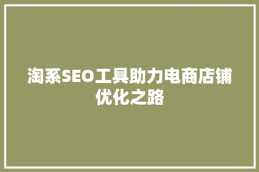 淘系SEO工具助力电商店铺优化之路