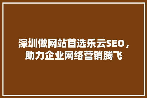 深圳做网站首选乐云SEO，助力企业网络营销腾飞