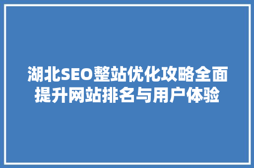 湖北SEO整站优化攻略全面提升网站排名与用户体验