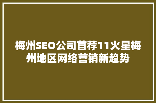 梅州SEO公司首荐11火星梅州地区网络营销新趋势