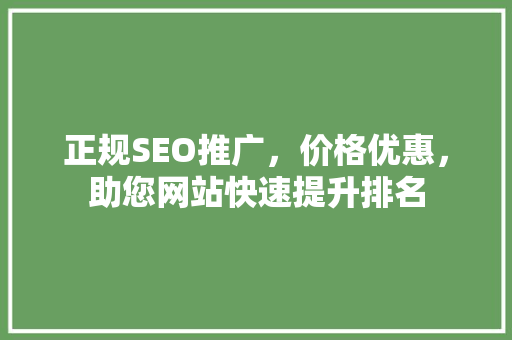 正规SEO推广，价格优惠，助您网站快速提升排名