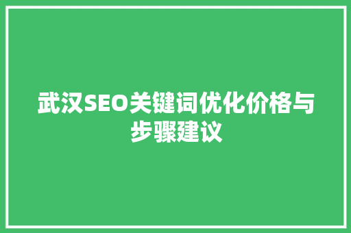 武汉SEO关键词优化价格与步骤建议