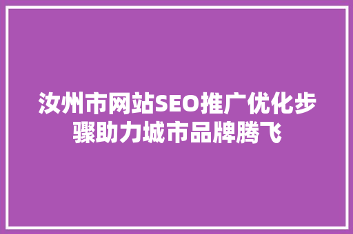 汝州市网站SEO推广优化步骤助力城市品牌腾飞
