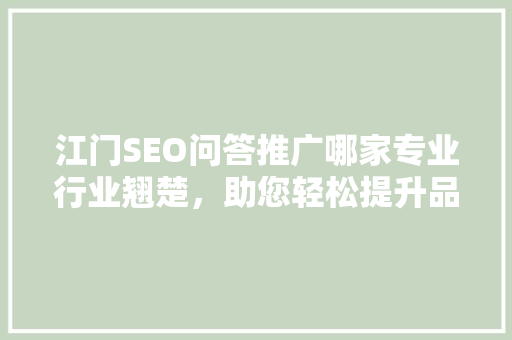 江门SEO问答推广哪家专业行业翘楚，助您轻松提升品牌知名度