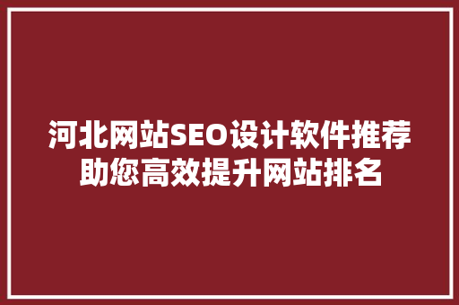 河北网站SEO设计软件推荐助您高效提升网站排名  第1张