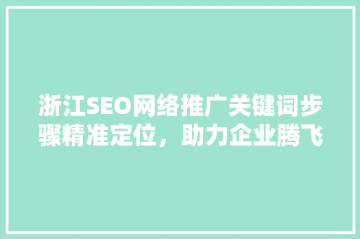 浙江SEO网络推广关键词步骤精准定位，助力企业腾飞