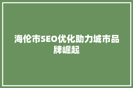 海伦市SEO优化助力城市品牌崛起