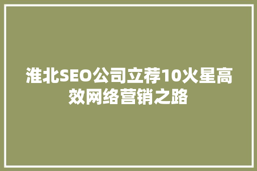 淮北SEO公司立荐10火星高效网络营销之路