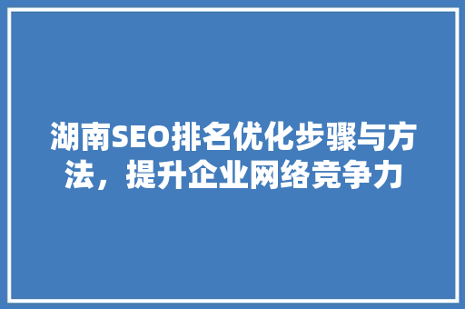 湖南SEO排名优化步骤与方法，提升企业网络竞争力