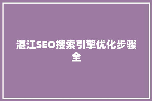湛江SEO搜索引擎优化步骤全  第1张