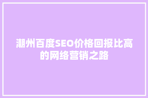 潮州百度SEO价格回报比高的网络营销之路