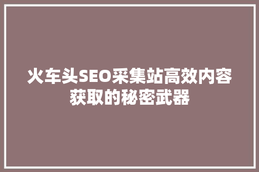 火车头SEO采集站高效内容获取的秘密武器
