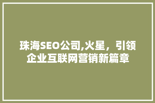 珠海SEO公司,火星，引领企业互联网营销新篇章