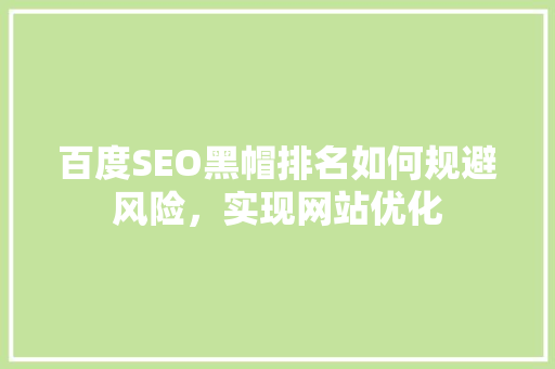百度SEO黑帽排名如何规避风险，实现网站优化
