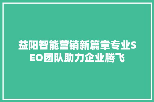 益阳智能营销新篇章专业SEO团队助力企业腾飞