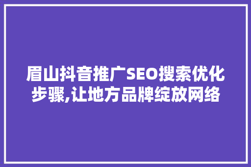眉山抖音推广SEO搜索优化步骤,让地方品牌绽放网络光芒